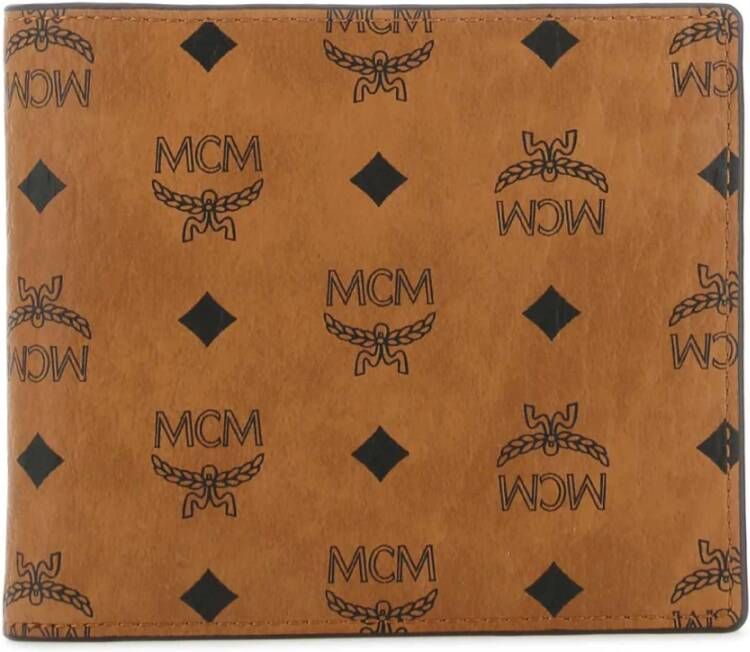 MCM Bedrukte canvas portemonnee 11x9 5x1 5 cm Bruin Heren