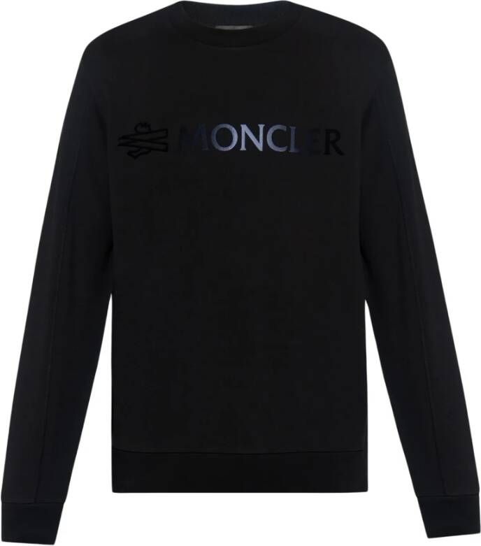Moncler Sweatshirt met fluwelen logo Zwart Heren