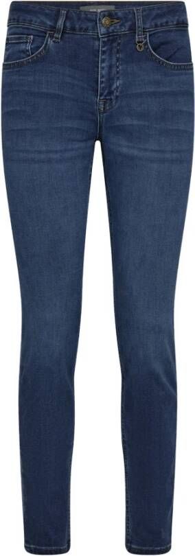 MOS MOSH Slim-Fit High Rise Blauwe Jeans met Borduurwerk Blue Dames