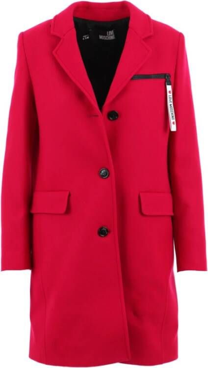 Love Moschino Rode wollen jas met dubbele voorzak Red Dames