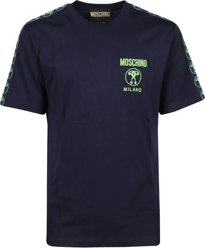 Moschino Double Question Mark Logo T-shirt donkerblauw Zra0708 2041 1290 Blauw Heren