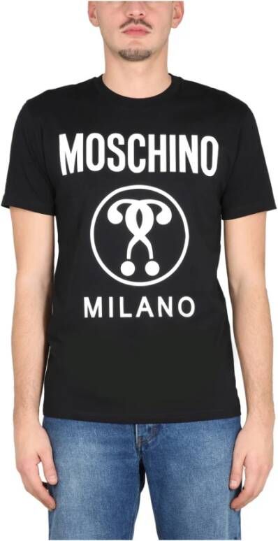 Moschino Zwarte katoenen T-shirt met logo print Zwart Heren