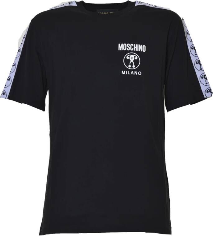 Moschino Zwart T-shirt met korte mouwen en dubbel vraagteken logo Black Heren