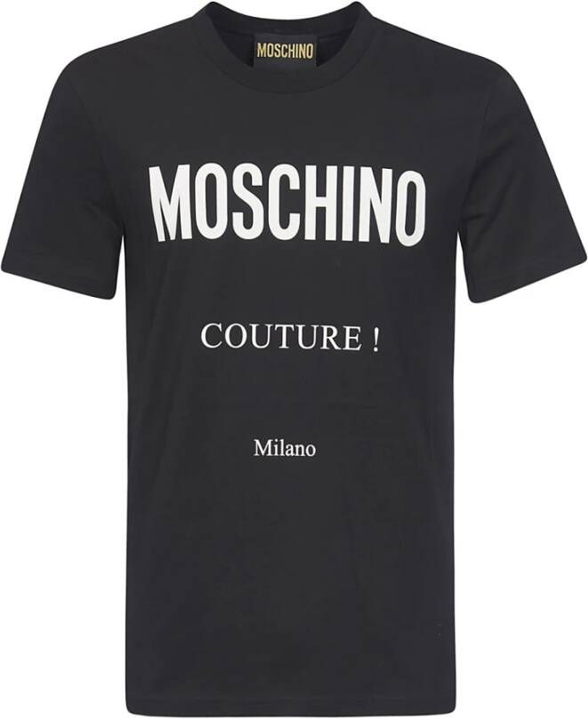 Moschino Zwart Casual T-shirt met Maxi Logo Print Zwart Heren