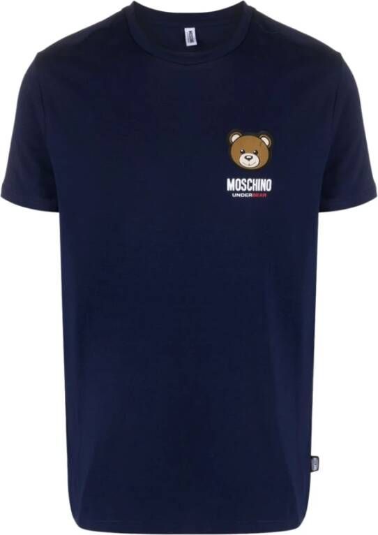 Moschino Leo Teddy-print T-shirt Marineblauw Blue Heren
