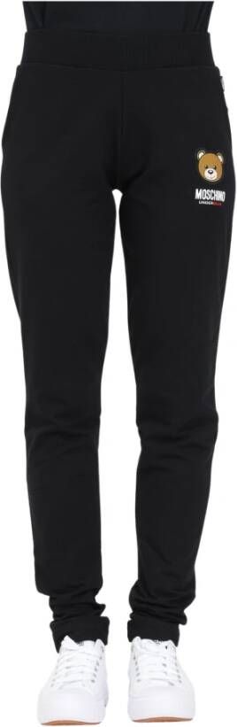 Moschino Zwarte sportieve broek met logo patch Zwart Dames