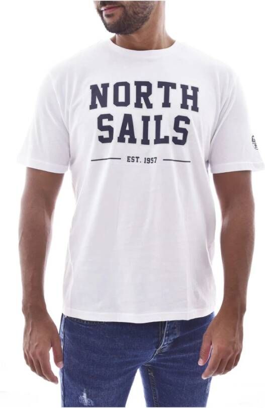 North Sails Katoenen T-shirt met korte mouwen White Heren