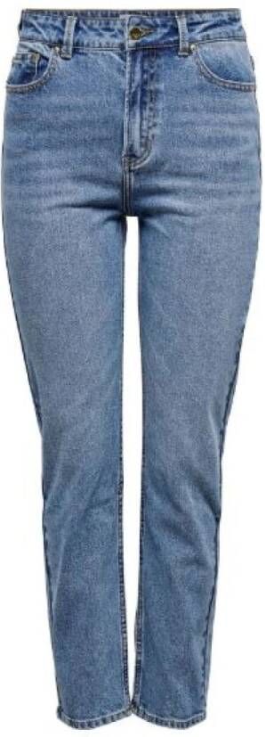 ONLY cropped high waist straight fit jeans ONLEMILY denim medium blue regular