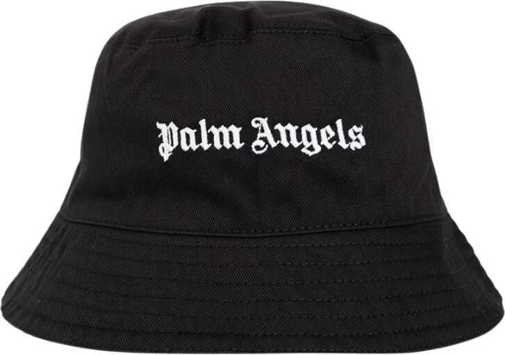 Palm Angels Logo Patroon Zwarte Bucket Hat Black Unisex