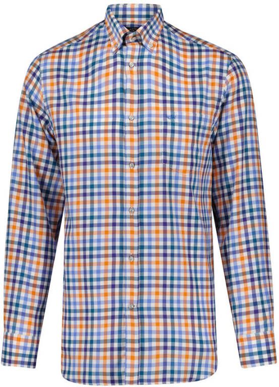 PAUL & SHARK casual overhemd wijde fit oranje blauw geruit katoen