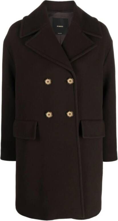 Pinko Double-Breasted Coats Brown Dames