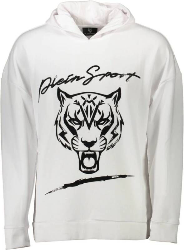 Plein Sport Witte Katoenen Sweater met Capuchon en Logo White Heren