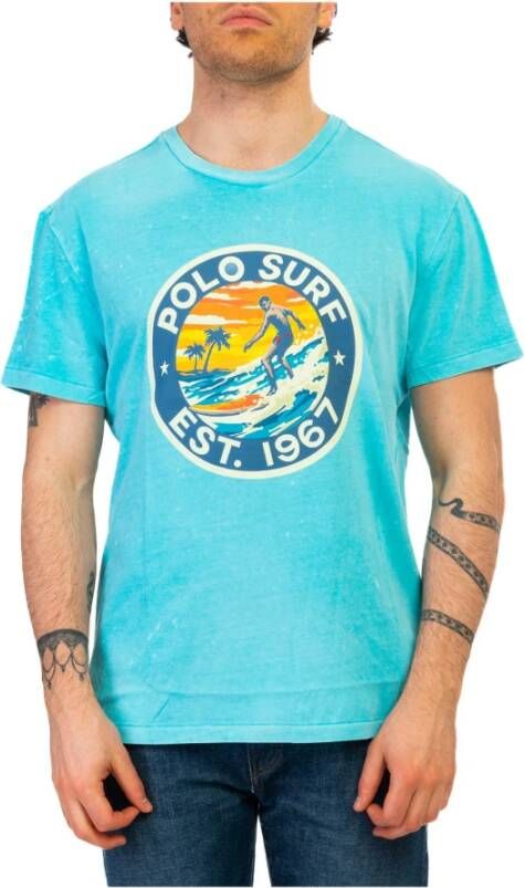 Polo Ralph Lauren Turquoise Grafische Print T-shirt Blue Heren