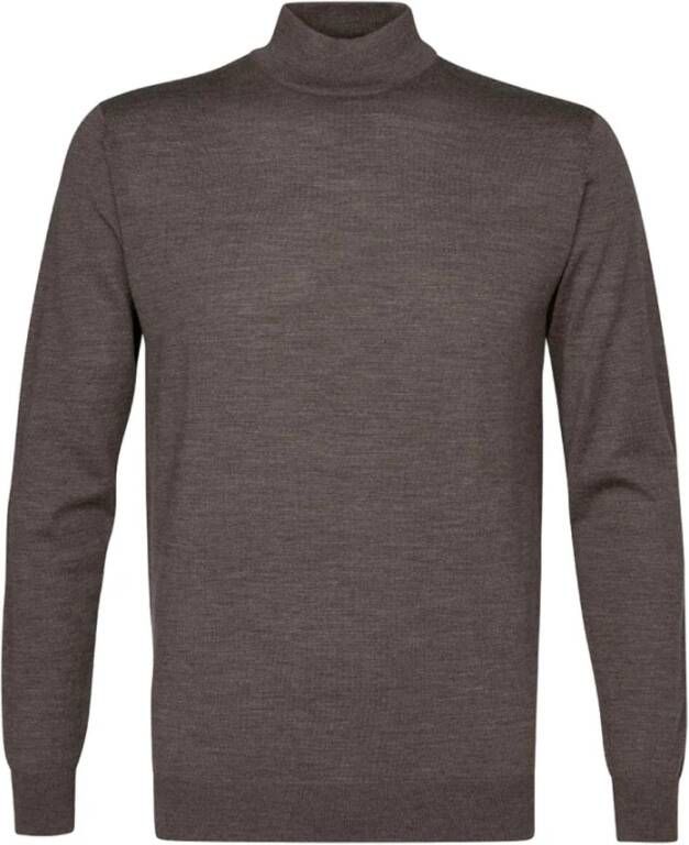 Profuomo Taupe Mock Neck Pullover Sweater Brown Heren