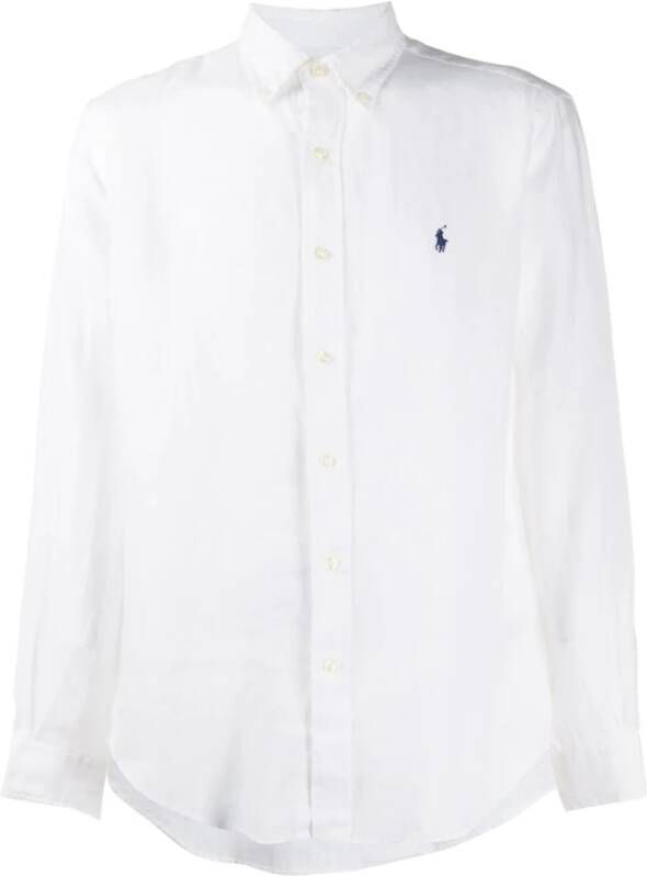 Ralph Lauren Witte Linnen Overhemd met Pony Borduursel White Heren