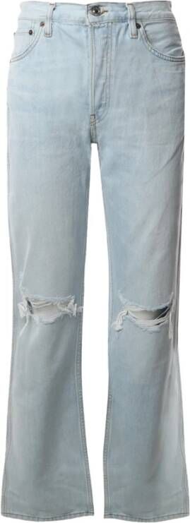 Re Done Losse Jeans met Hoge Taille en Rechte Pijp Blue Dames