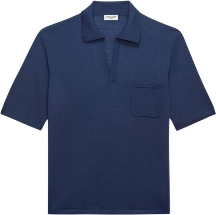 Saint Laurent Stijlvolle Blauwe Wol Polo Shirt voor Heren Blauw Heren