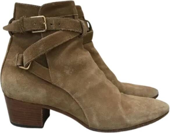 Saint Laurent Vintage Pre-owned Suede boots Bruin Dames