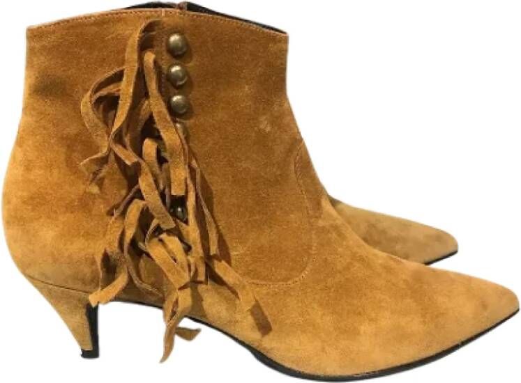 Saint Laurent Vintage Pre-owned Suede boots Bruin Dames