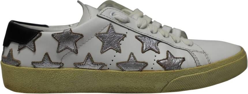 Saint Laurent Vintage Voldoende Paris Sl 06 metalen sterren lage sneakers in leer Wit Dames