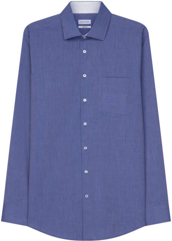 Seidensticker business overhemd Regular normale fit blauw effen katoen
