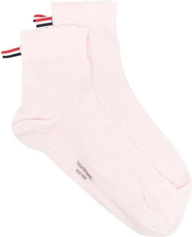 Thom Browne Crew Length Pointelle Socks Roze Dames