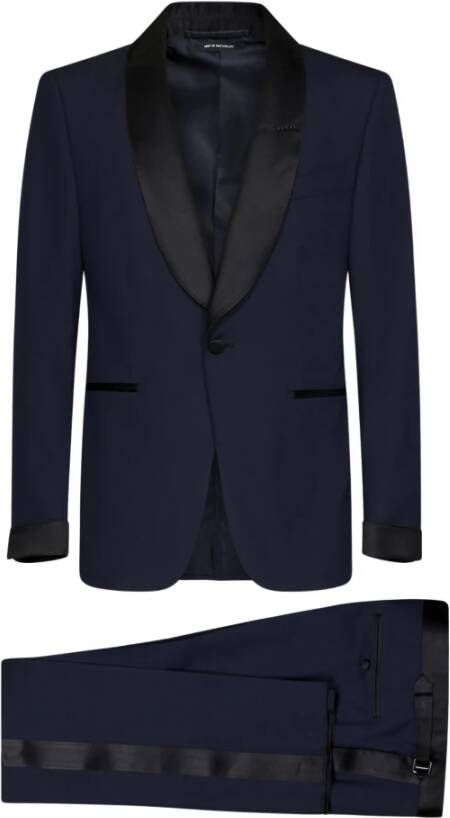 Tom Ford Midnight Blue Single Breasted Suit Set Blue Heren