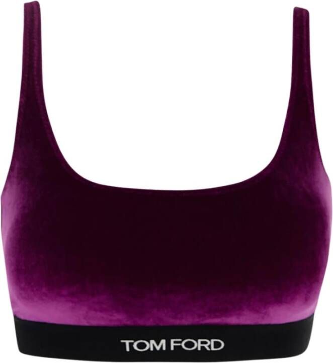Tom Ford Velvet Logo Bralette Purple Dames