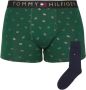 TOMMY HILFIGER UNDERWEAR Tommy Hilfiger Heren Boxershorts Trunk + Sock Set Donkergroen - Thumbnail 2