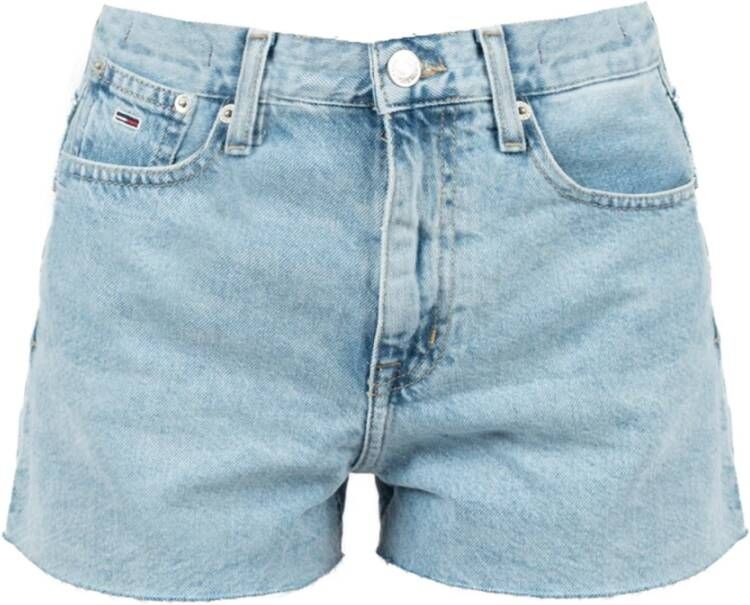 Tommy Hilfiger Versleten hoge taille denim shorts Blauw Dames