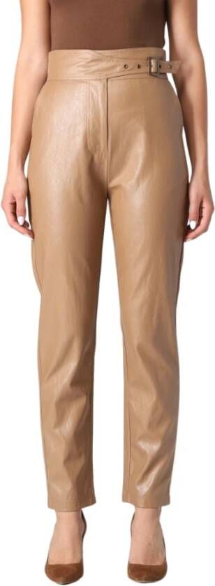 Twinset Faux leather paperbag broek Mairin camel