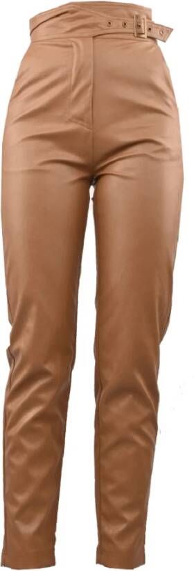 Twinset Faux leather paperbag broek Mairin camel