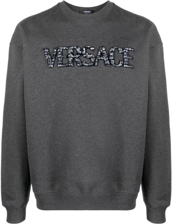 Versace Logo Krokodil Sweatshirt Lange Mouw Katoen Gray Heren
