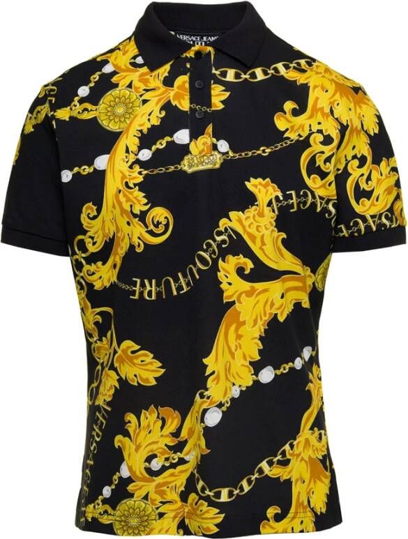 Versace Jeans Couture Zwarte Chain Couture Polo Shirt Black Heren