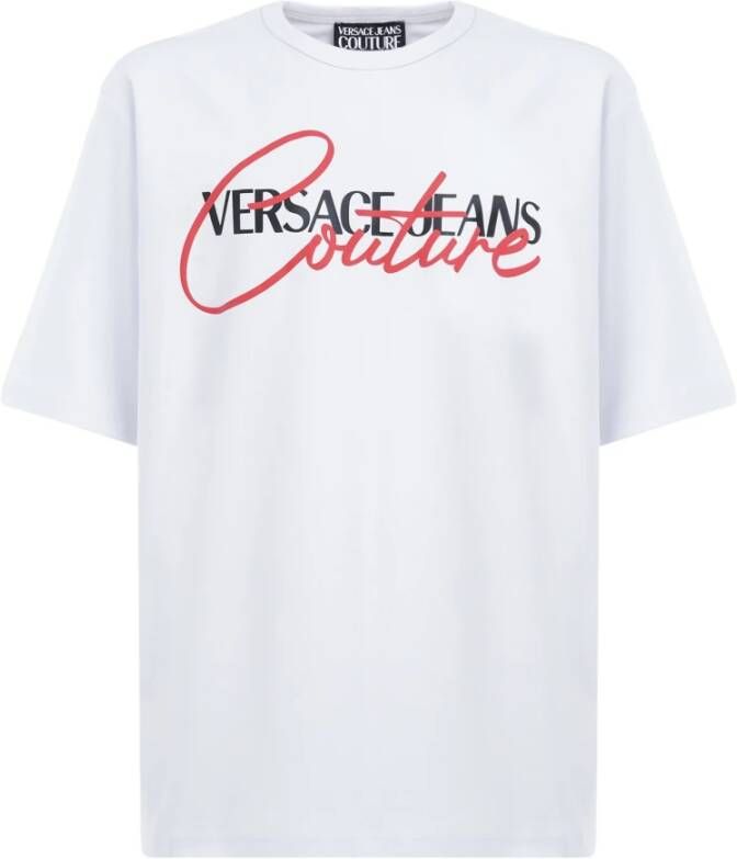 Versace Jeans Couture Rubberised Print Oversized T-Shirt Wit Heren