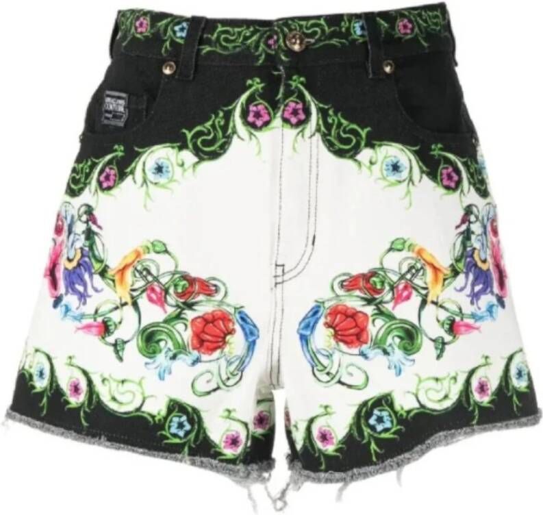 Versace Jeans Couture Hooggetailleerde Multicolor Denim Shorts voor Dames Multicolor Dames