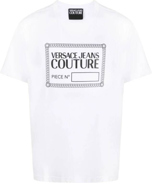 Versace Jeans Couture Witte T-shirts en Polos met Contrasterende Logo Print White Heren