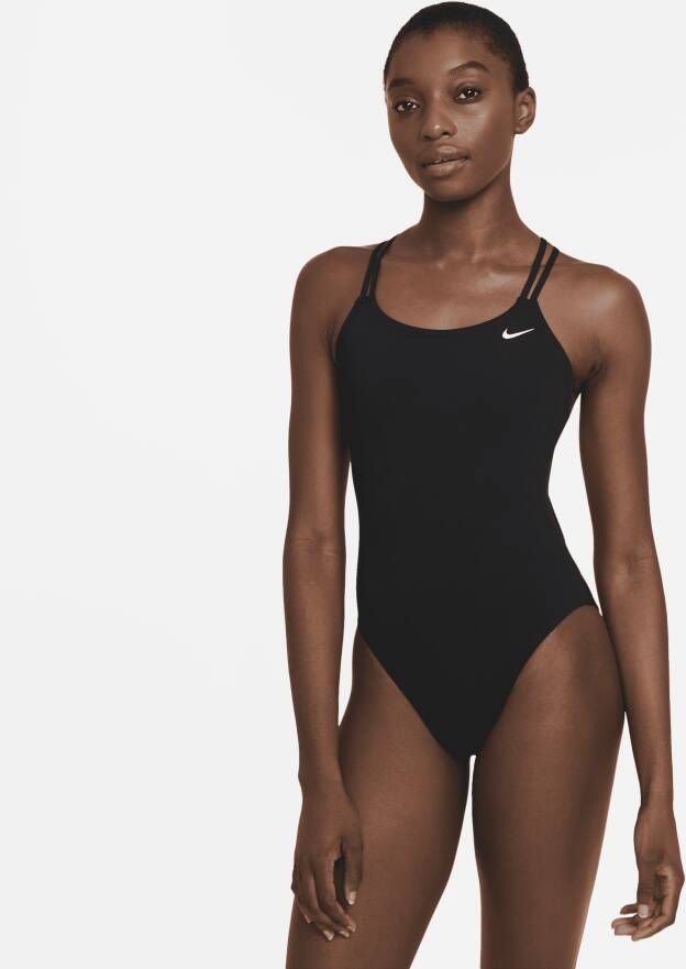 Nike HydraStrong Solid zwempak met spiderback voor dames Zwart