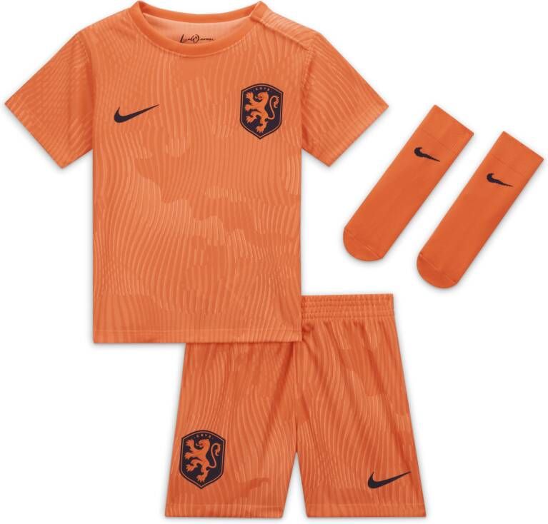 Nike Nederland 2023 Thuis Dri-FIT driedelig voetbaltenue voor baby's peuters Oranje