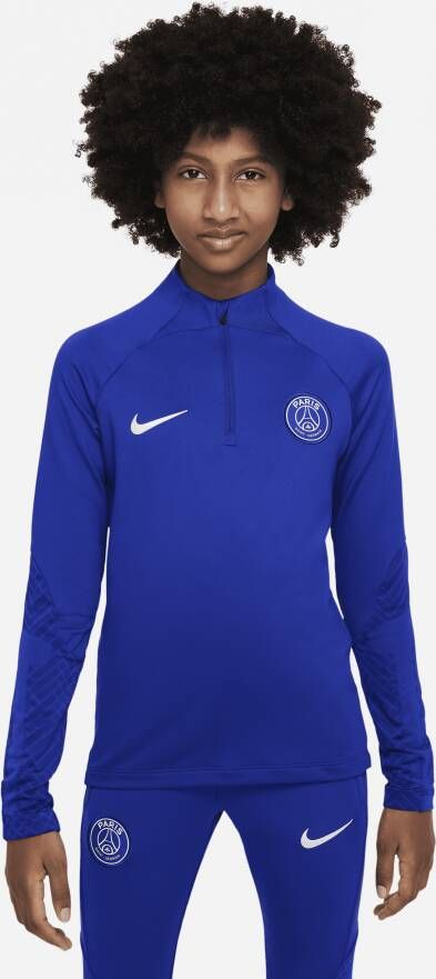 Nike Paris Saint-Germain Strike Dri-FIT knit voetbaltrainingstop voor kids Blauw