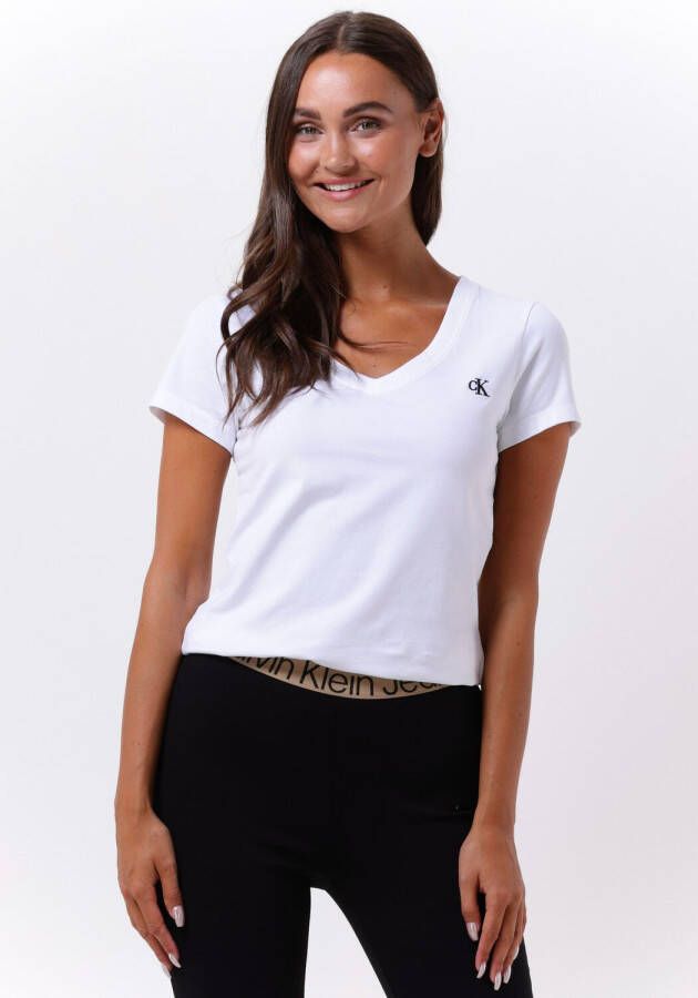 CALVIN KLEIN Dames Tops & T-shirts Ck Embroidery Stretch Wit