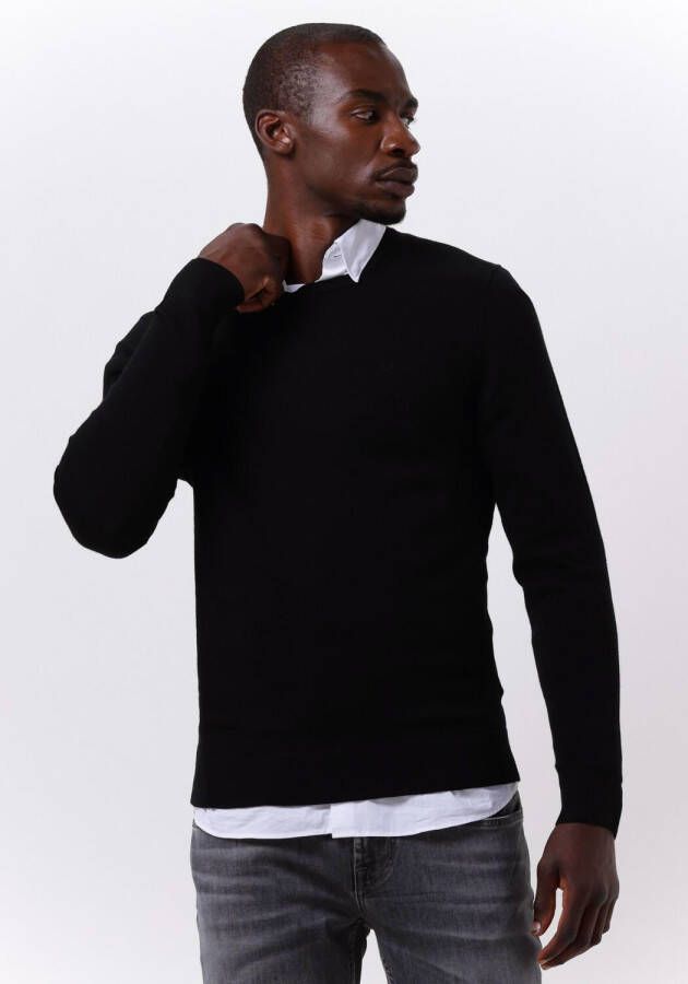 Calvin Klein Zwarte Herentrui van Wol Klassieke Wol Sweater Black Green Heren