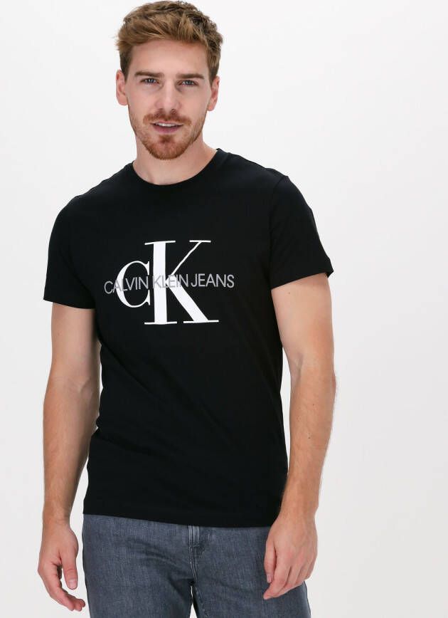 CALVIN KLEIN Heren Polo's & T-shirts Iconic Monogram Ss Slim Tee Zwart