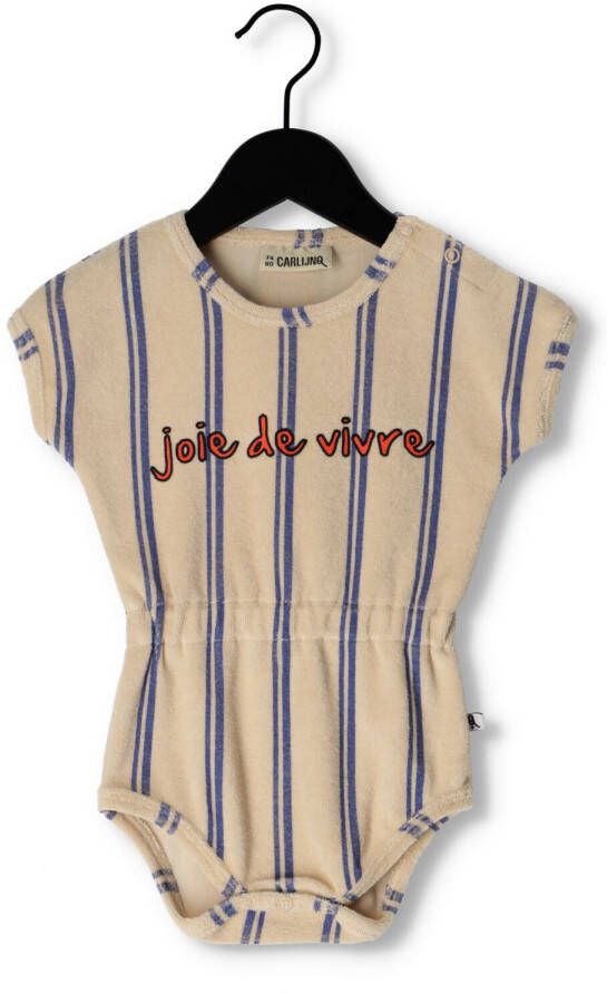 CARLIJNQ Dames Jumpsuits Stripes Blue Bodysuit Wt Print Beige