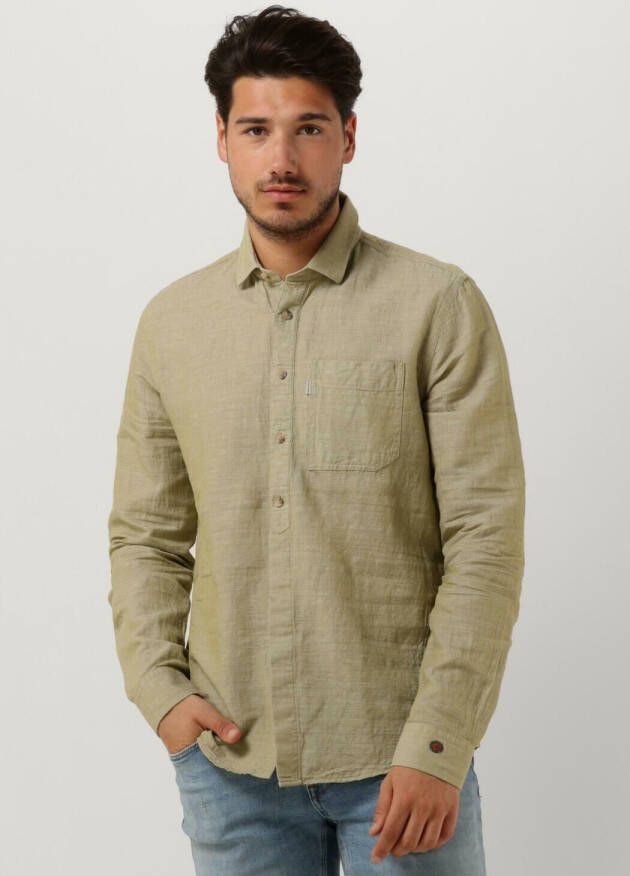 CAST IRON Heren Overhemden Long Sleeve Shirt Co Li Dobby Groen