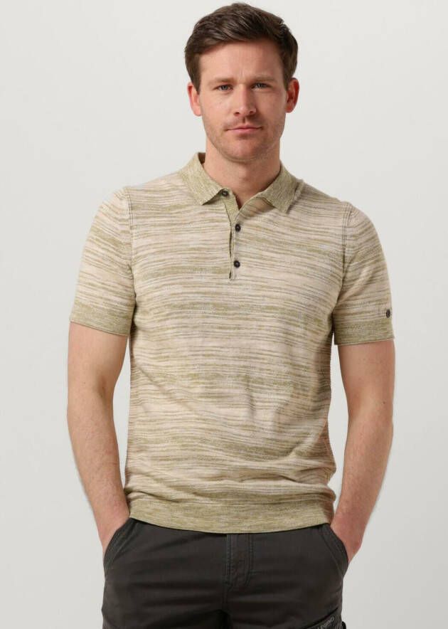 CAST IRON Heren Polo's & T-shirts Short Sleeve Polo Cotton Slub Stripe Knitted Polo Groen