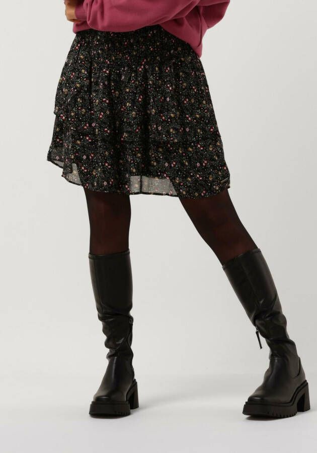 COLOURFUL REBEL Dames Rokken Noela Mini Flower Mini Layer Skirt Donkergroen