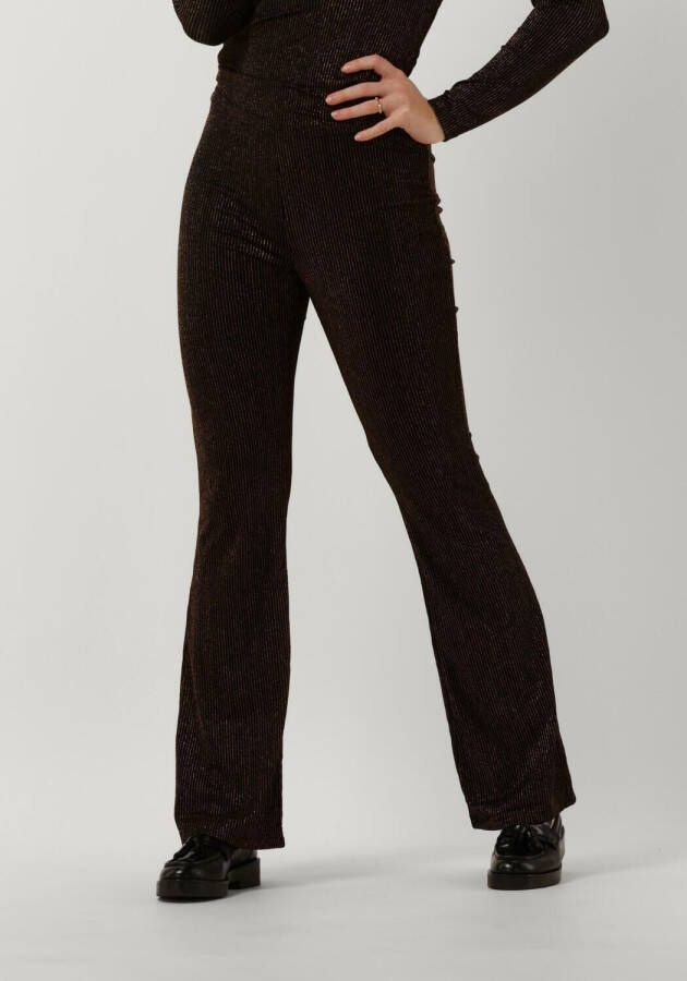 COLOURFUL REBEL Dames Broeken Jolie Metallic Stripe Flare Pants Zwart