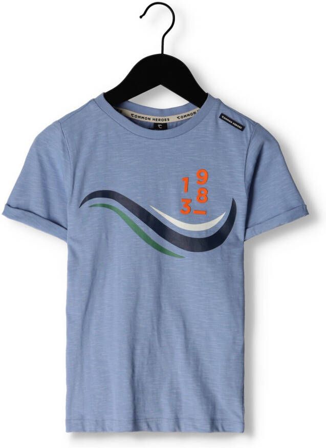 COMMON HEROES T-shirt met printopdruk lichtblauw Jongens Stretchkatoen Ronde hals 104