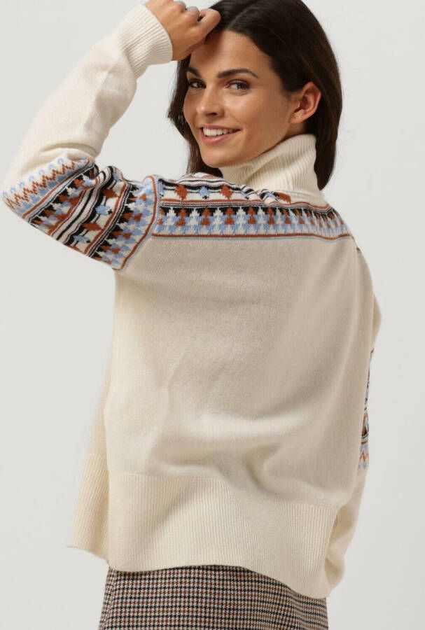 SCOTCH & SODA Dames Truien & Vesten Fair Isle Roll Neck Wool-blend Pullover Gebroken Wit